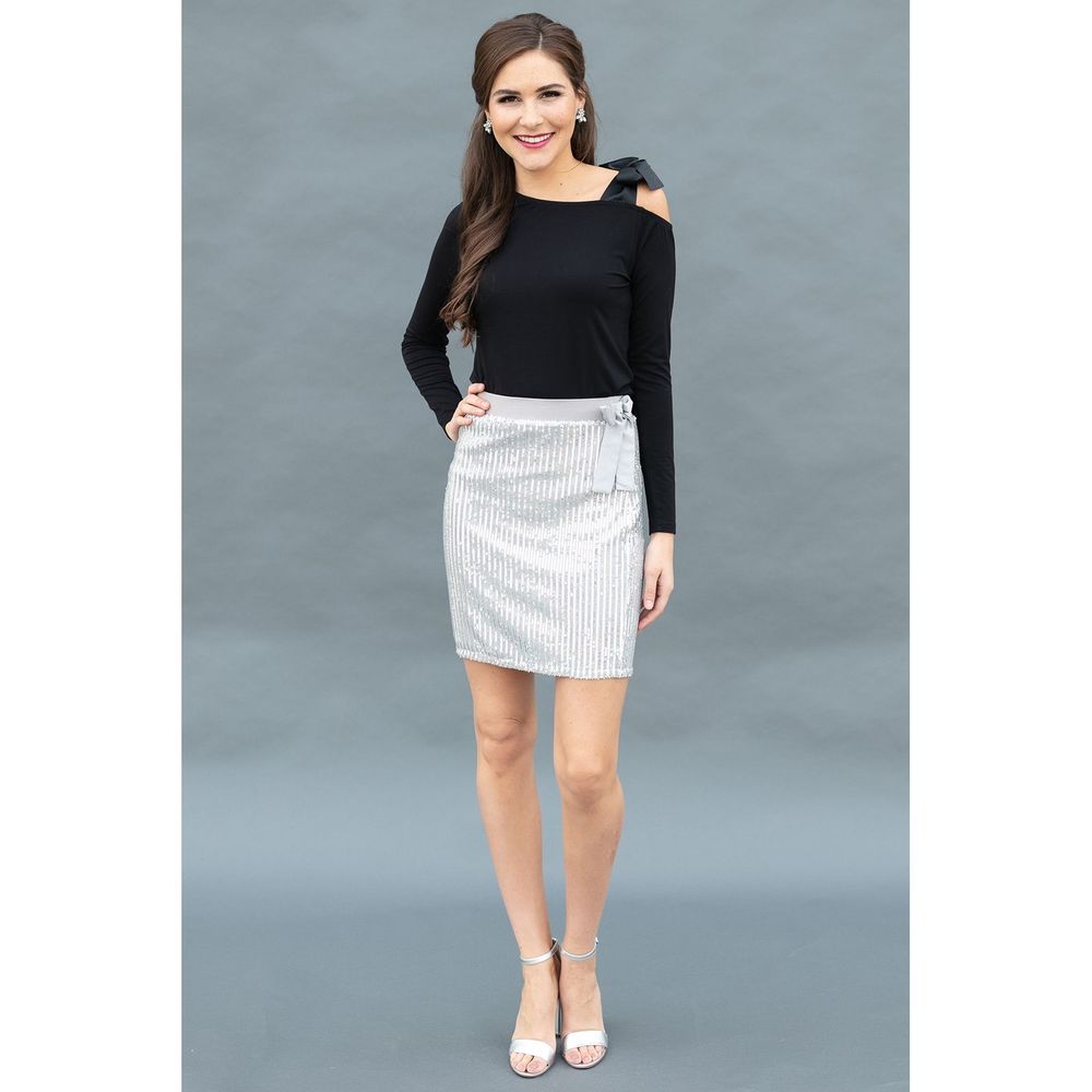 Evy's Tree Silver sequenced Pencil Skirt